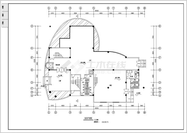 无锡6层2443.38平米框架不规则饭店全套建筑设计图【平立剖 总平 目录 说明】-图二