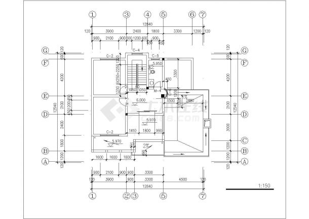 宜春市长泾新村某3层混合结构单体别墅平立面设计CAD图纸（含结构图）-图二
