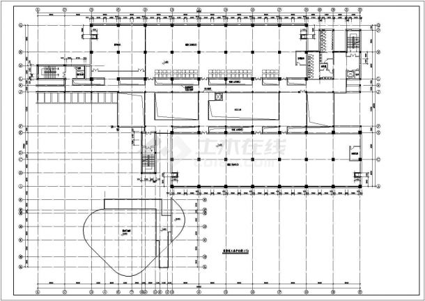 某6层框架结构大学图书馆大楼设计cad建筑方案图（标注详细）-图一
