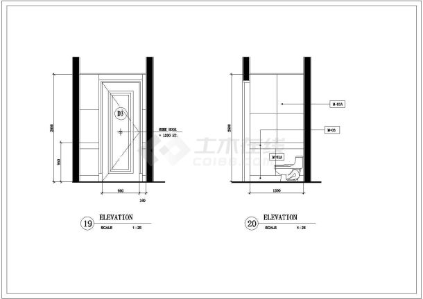 苏州某高档小区公寓楼卫生间全套装修竣工图-图一