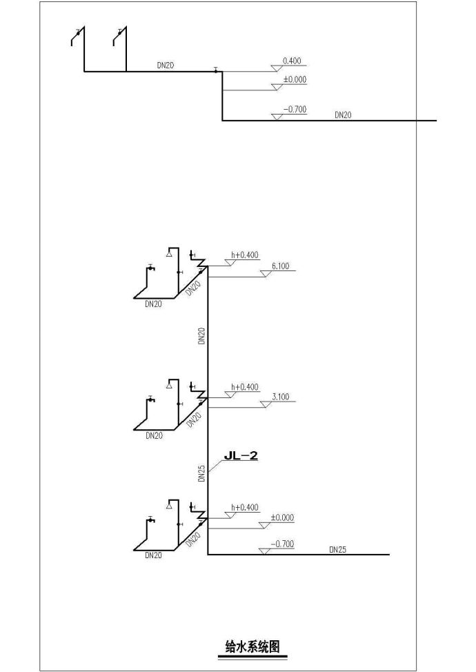 南昌市建设路某社区3层砖混结构单体别墅全套给排水设计CAD图纸_图1