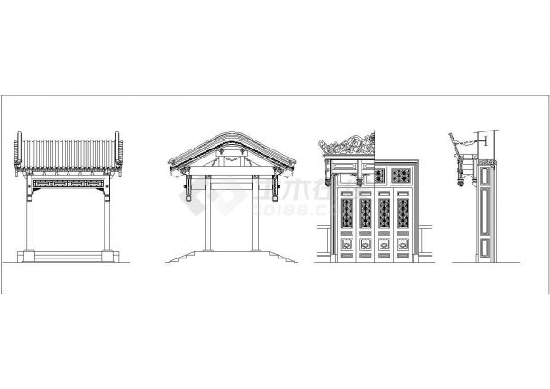 苏州某郊区中式风格别墅中式古典大门设计cad图纸-图一