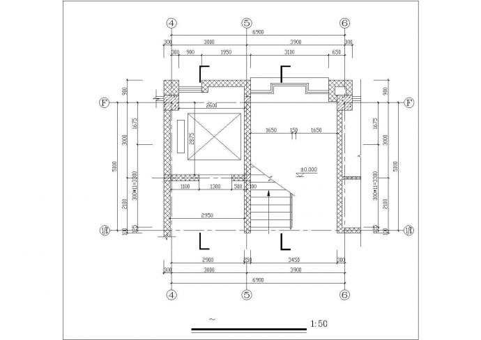 某多层图书馆楼梯电梯设计cad平面剖面图（标注详细）_图1