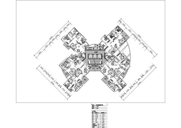 长沙市国瑞城小区标准层83-134平米户型设计CAD图纸（1梯6户）-图一