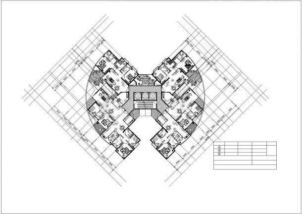 长沙市国瑞城小区标准层83-134平米户型设计CAD图纸（1梯6户）-图二