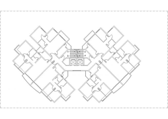 阜阳市慧谷阳光小区两栋住宅楼平面户型设计CAD图纸（1梯6户）_图1