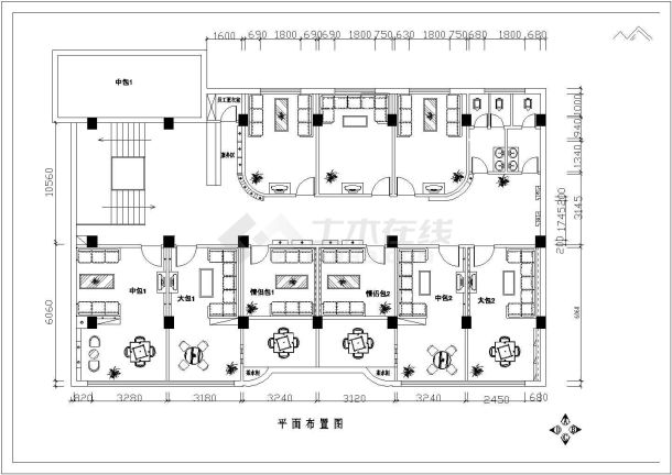 南京某商业广场精品咖啡厅全套装修施工设计cad图-图二