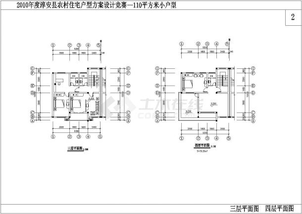 蚌埠市某村镇330平米4层砖混结构单体别墅全套建筑设计CAD图纸-图一