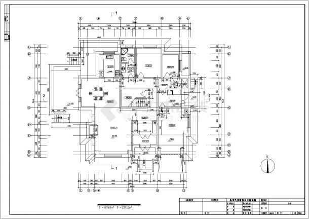 合肥市蜀山区某社区337平米2层砖混结构高档单体别墅建筑设计CAD图纸-图一