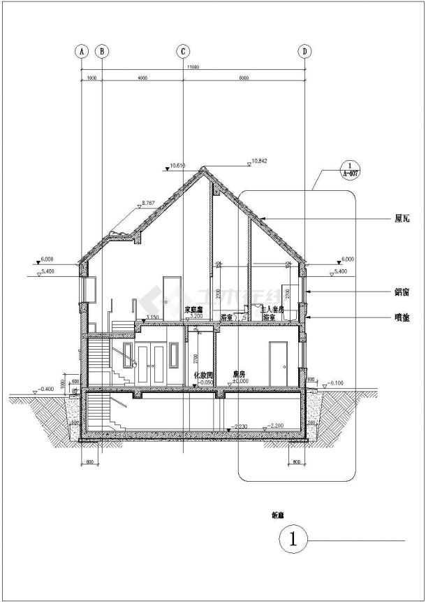 昆山市银桥花园小区2层框混结构欧式别墅建筑设计CAD图纸-图一
