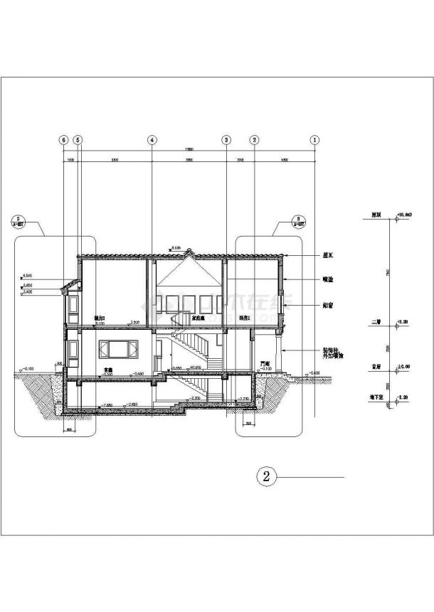 昆山市银桥花园小区2层框混结构欧式别墅建筑设计CAD图纸-图二