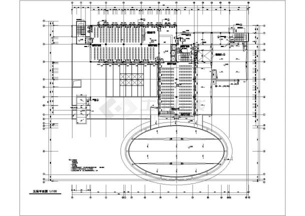 衢州职业技术学院一期图书馆建筑设计CAD图纸-图二