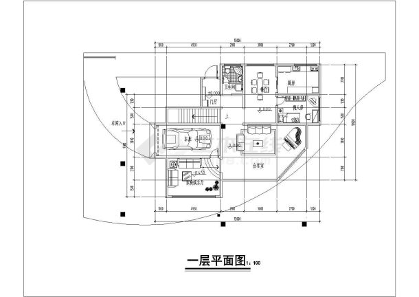 阳泉市兴兰花园小区3层框混结构单体别墅建筑设计CAD图纸（含效果图）-图二