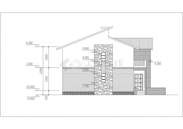 镇江某社区310平2层混合结构单体别墅平立面设计CAD图纸（含效果图）-图一