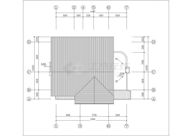 镇江某社区310平2层混合结构单体别墅平立面设计CAD图纸（含效果图）-图二