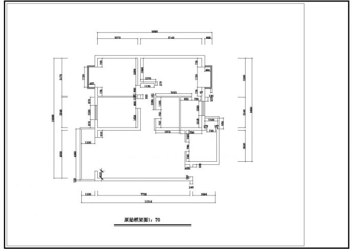 某地多层住宅楼全套室内装修设计cad图纸(含原始顶棚图)_图1
