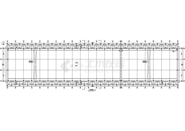 某跨排架钢筋混凝土排架厂房建筑设计cad施工图-图二