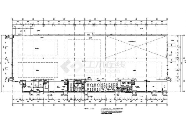 某一层坚固件生产厂房建筑设计cad施工图-图二