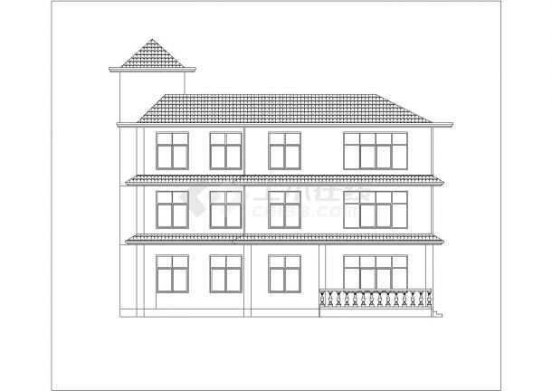 拉萨市成阳花园小区3层砖混单体别墅平立面设计CAD图纸（含效果图）-图二