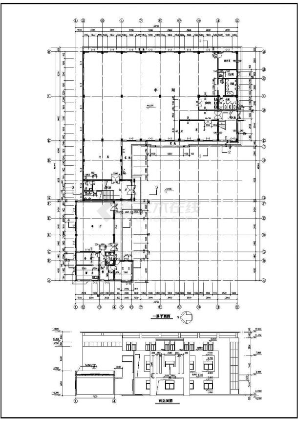 某三层厂房建筑规划cad施工图-图二