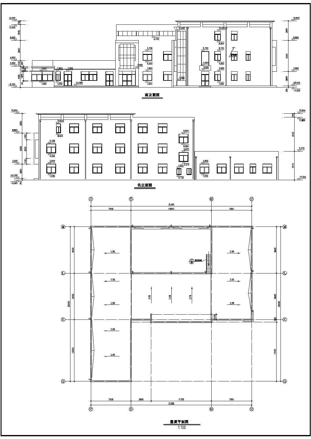 某三层厂房建筑规划cad施工图