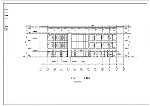 某3层框架结构公司厂房建筑设计cad施工图-图一