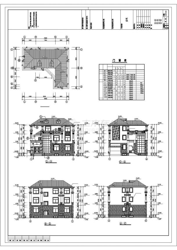 郑州市某小区600平3层框架结构独栋别墅建筑设计CAD图纸（含结构图）-图二