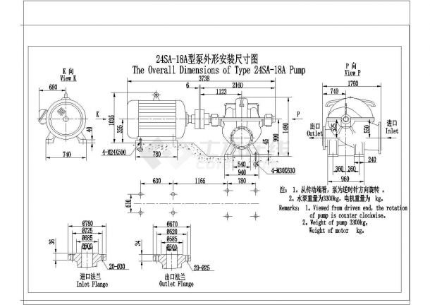 某地工厂工业水泵CAD安装图-图一