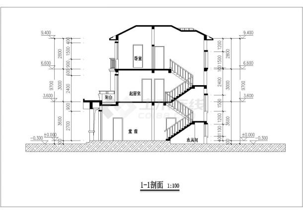 宁波市某现代村镇194平米3层砖混结构单体民居别墅楼建筑设计CAD图纸-图一
