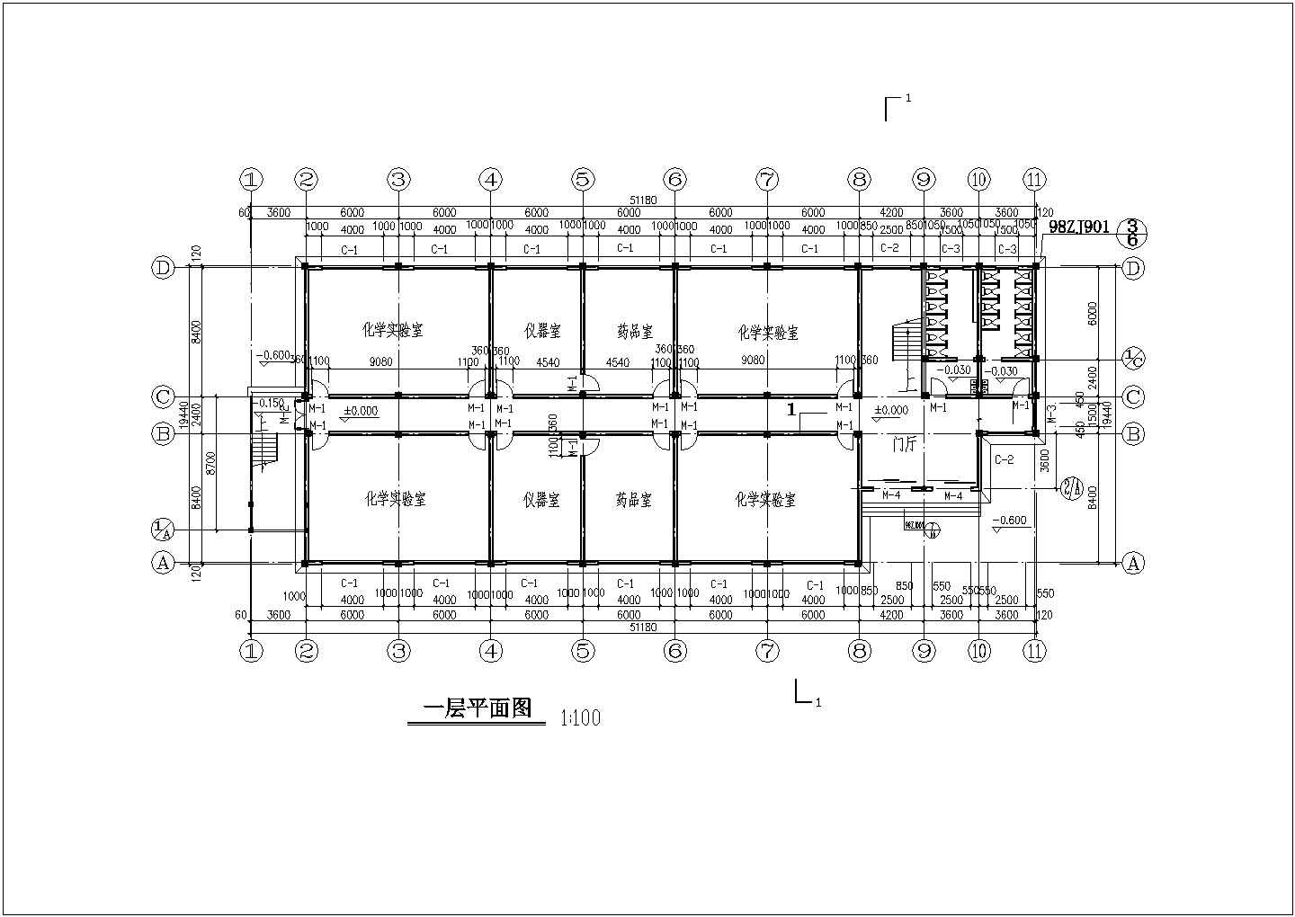 多层居住楼建筑设计施工CAD图