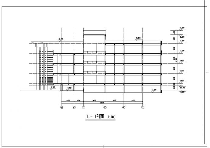 17160平方米五层图书馆综合楼设计施工cad图，共九张_图1