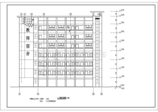 学校教师宿舍楼建筑CAD平面布置参考图-图一