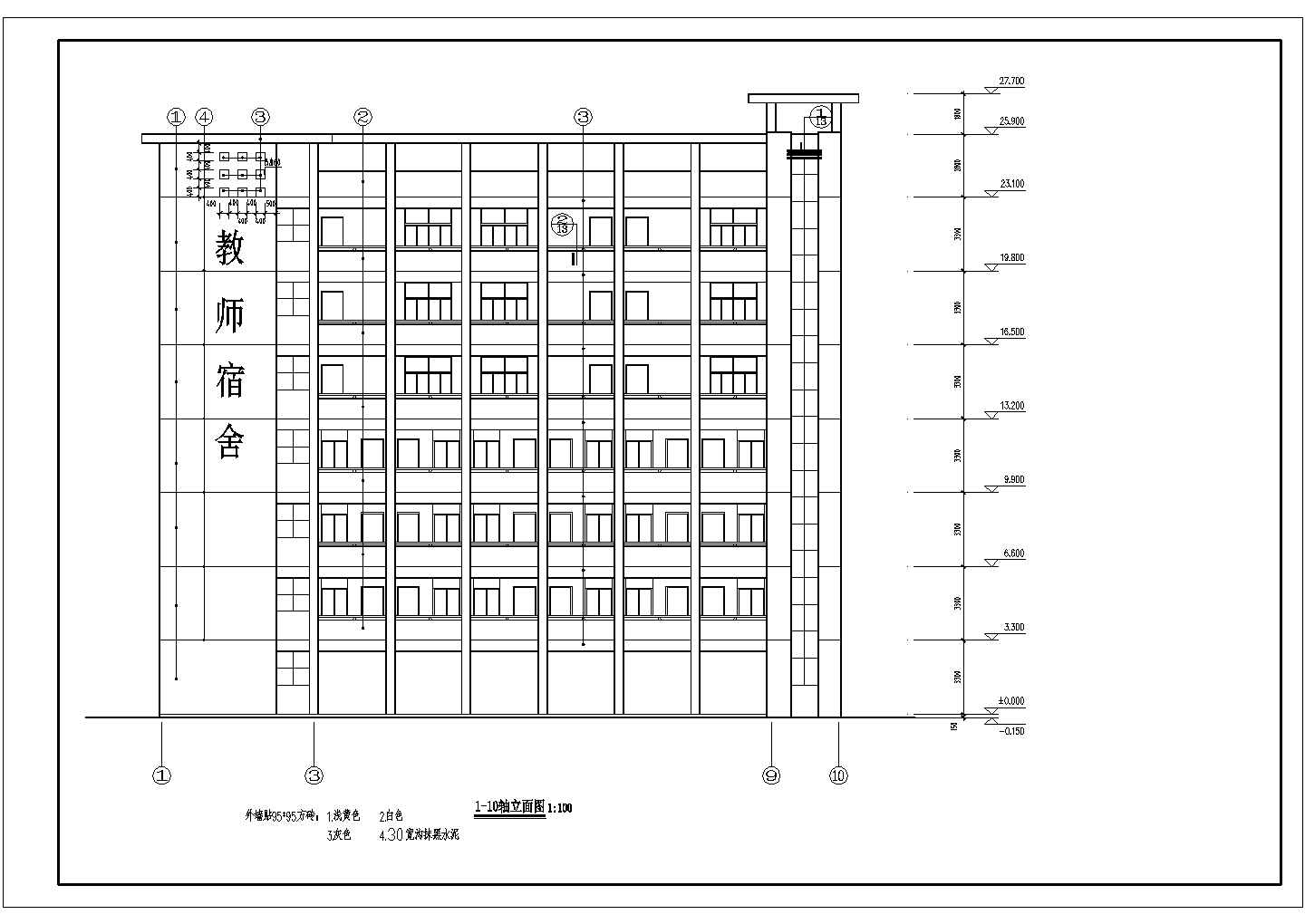 学校教师宿舍楼建筑CAD平面布置参考图