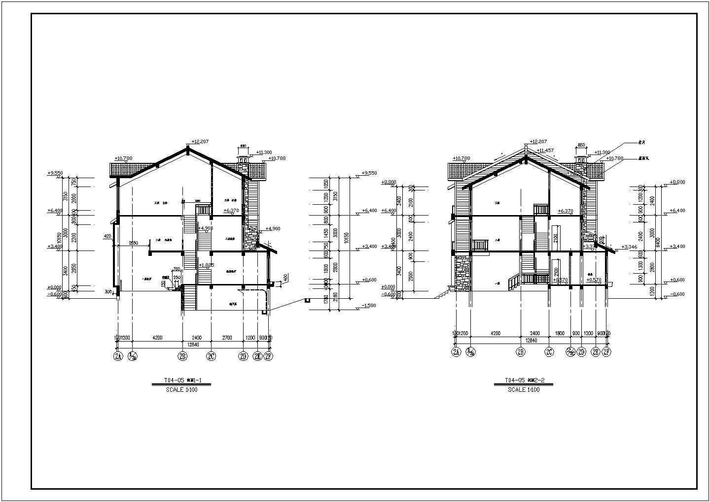 杭州某景区西湖单体别墅全套建筑施工设计cad图纸