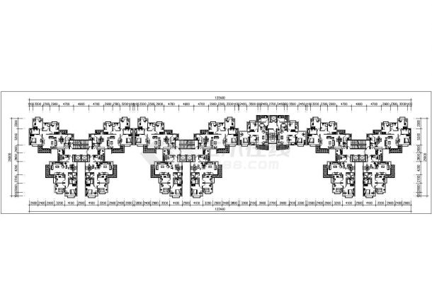 杭州某酒店式住宅楼1550平米标准层户型设计CAD图纸（4梯14户）-图一