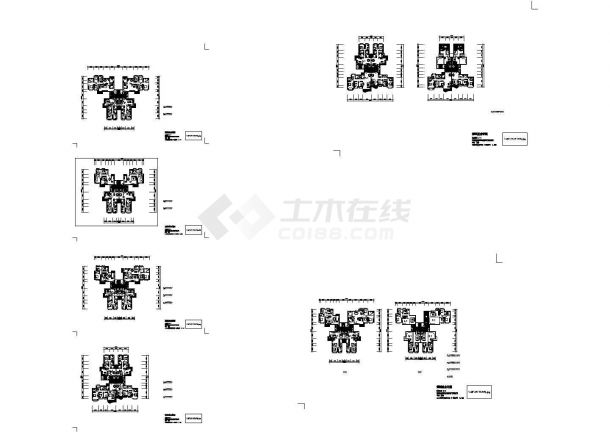 深圳某小区8张1梯4户住宅标准层户型设计CAD图纸-图二