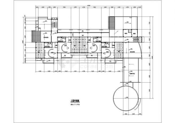 旅顺市某私立幼儿园2700平米三层混合结构教学楼平面设计CAD图纸-图一