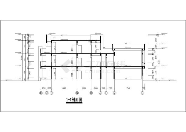 银川市幸福花园小区社区幼儿园3层框混结构教学楼建筑设计CAD图纸-图一