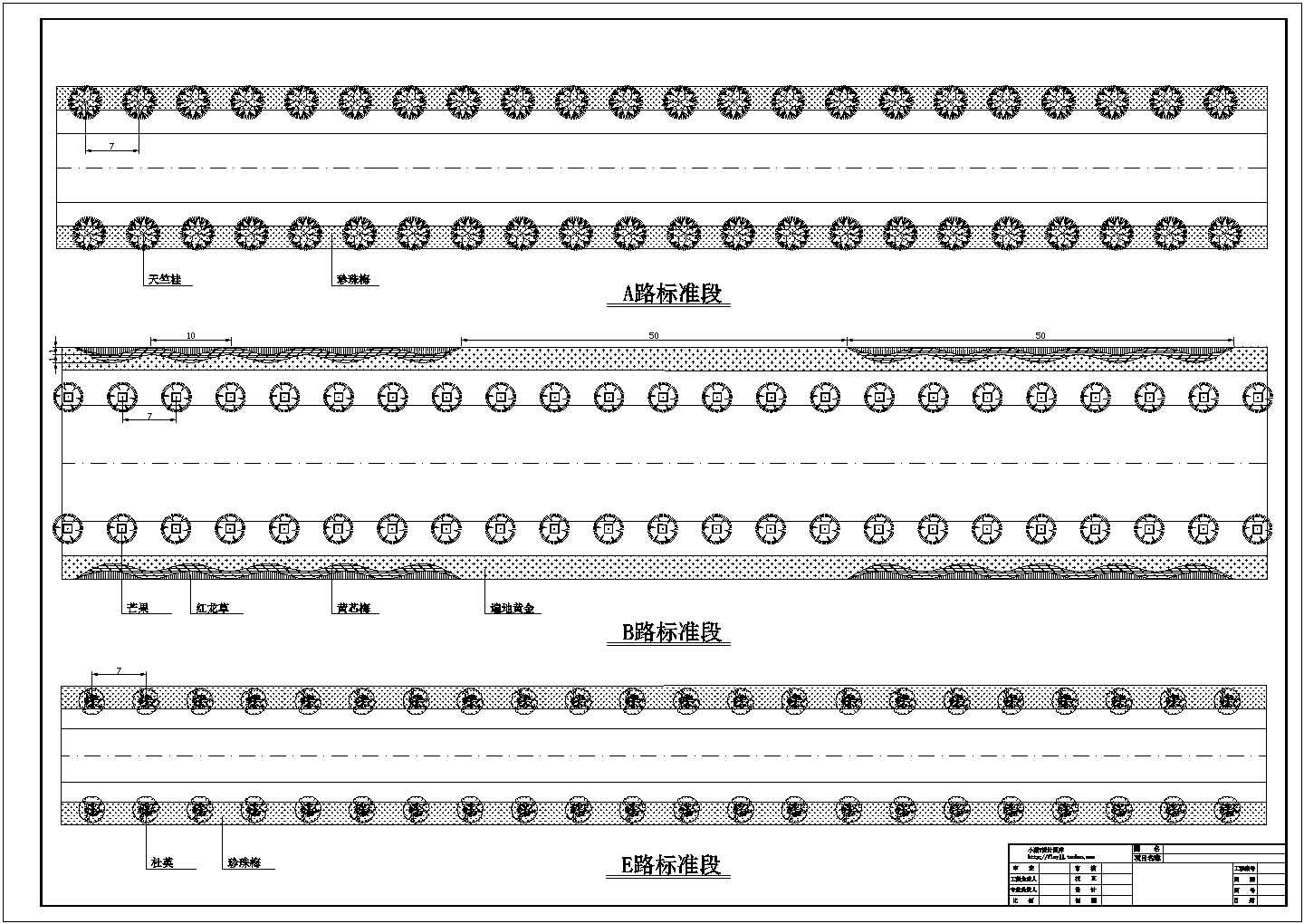 某工业园区道路标准段绿化景观设计CAD施工平面图