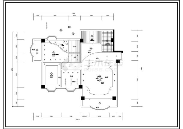 三室两厅室内装修CAD方案图-图一