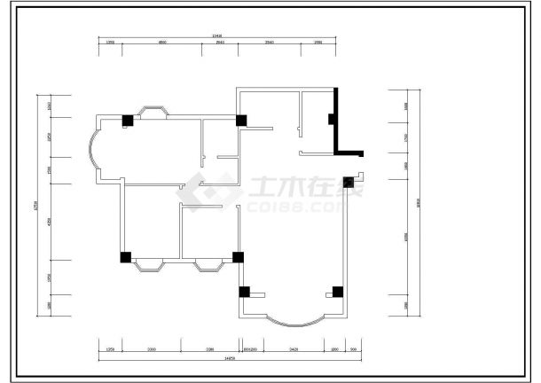 三室两厅室内装修CAD方案图-图二