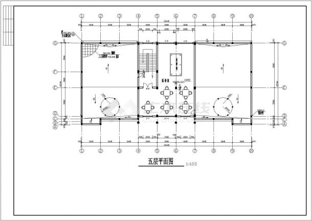 四层办公楼框架结构施工CAD图纸-图二