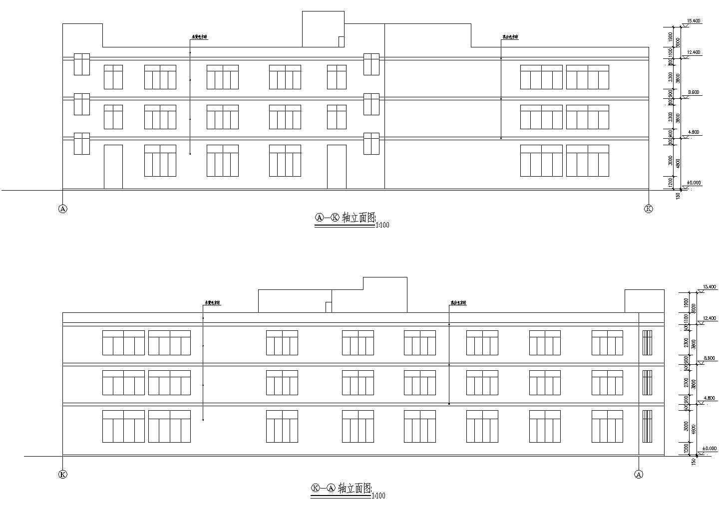某3层V型厂房建筑设计cad施工图