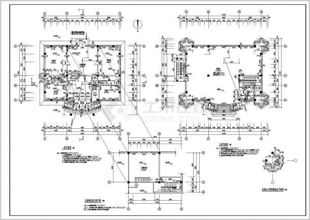 [哈尔滨]某区五层小型图书馆建筑施工图（甲级设计院设计，标注详细）-图二