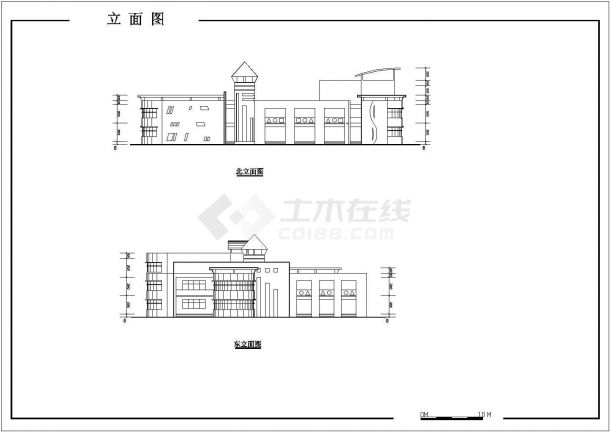 南京某社区1400平三层框混结构私立幼儿园建筑设计CAD图纸（含总图）-图二