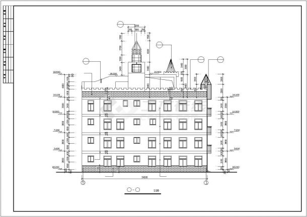 合肥市蜀山路某幼儿园1800平4层框混结构教学办公楼建筑设计CAD图纸-图二
