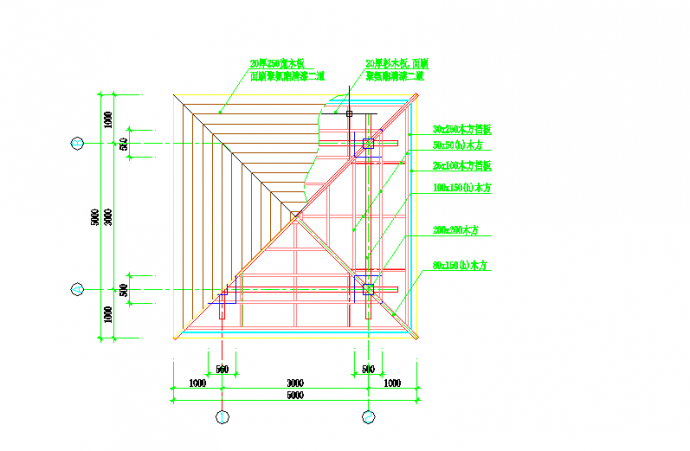 某精致四角亭施工设计CAD套图_图1