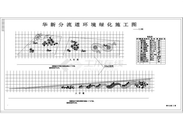 华新分流道环境绿化工程设计cad详细施工图纸-图二