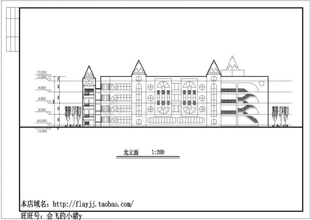 无锡市圣泉路某社区幼儿园4层框混结构教学办公楼建筑设计CAD图纸-图二