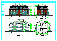某三层双拼式别墅建筑设计施工cad图带效果图-图二